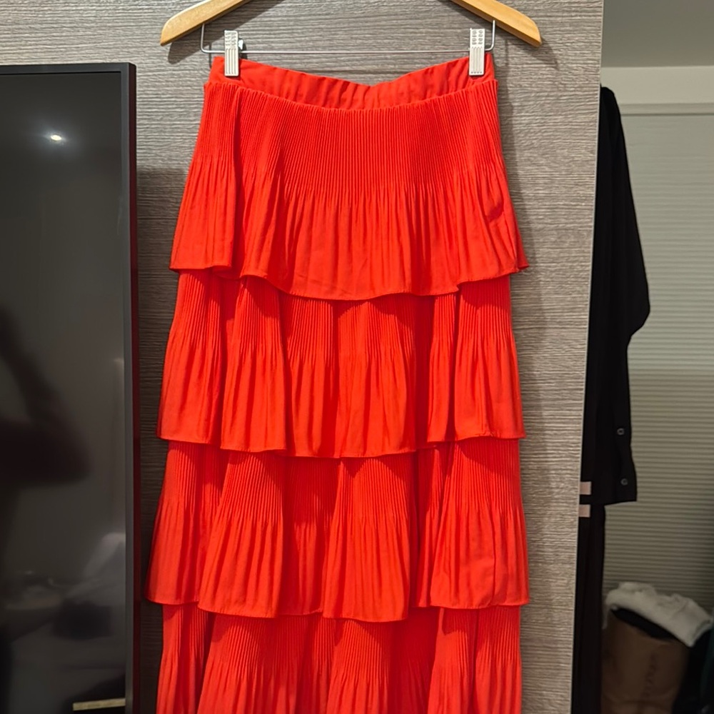Elegant Red Tiered Skirt